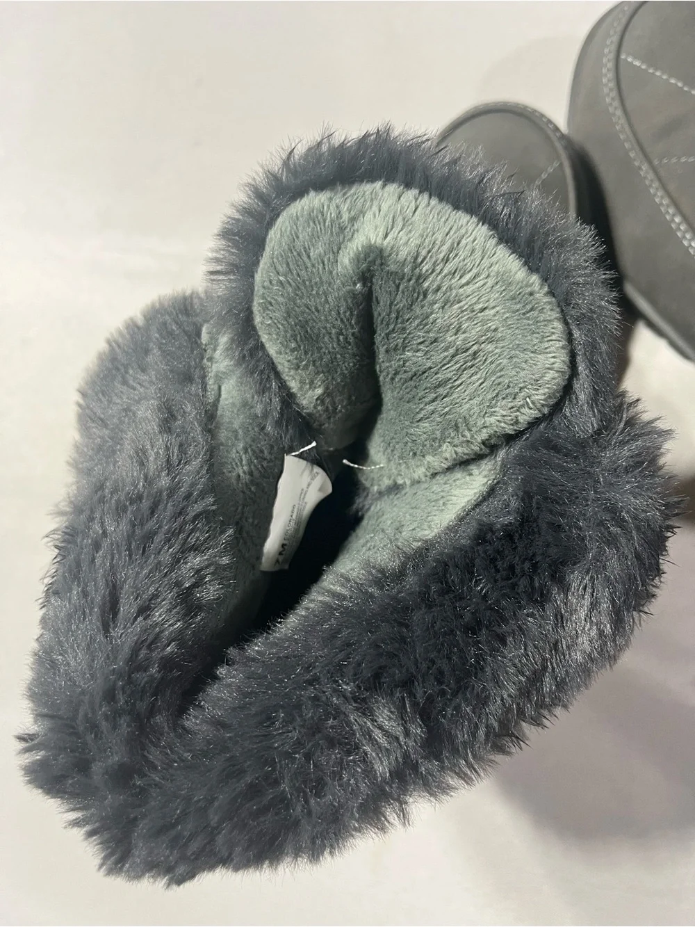 JBU Women's 7 Charcoal Gray Lace-Up Winter Snow Boots with Faux Fur Cuff